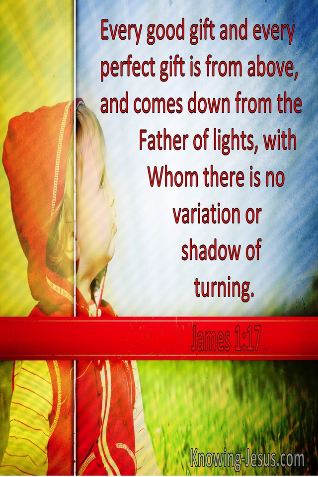 James 1:17 Every Good And Perfect Gift Comes From The Father Of Lights (red)